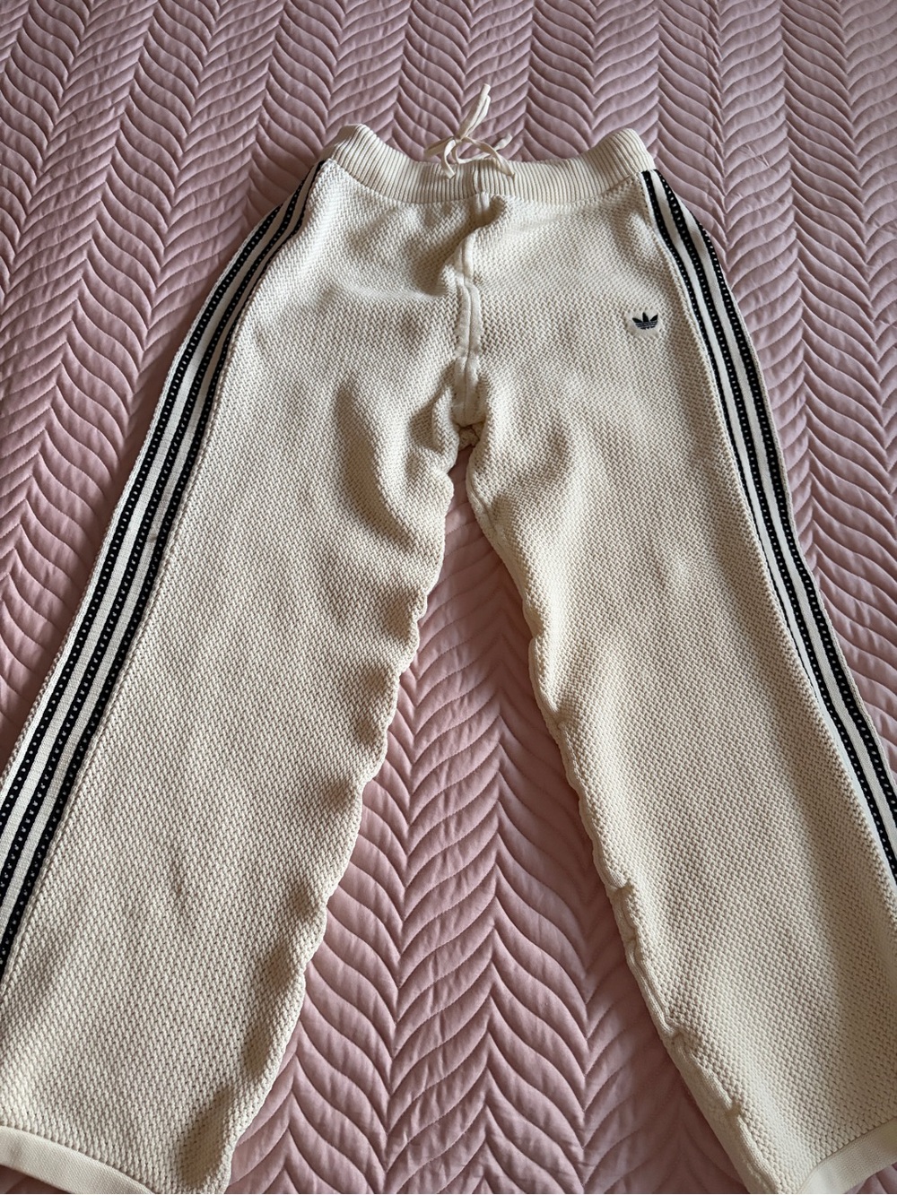 Adidas Originals Premium Crochet Knit Set XL Jacket & Wide Leg Pants Off White - Picture 14 of 16